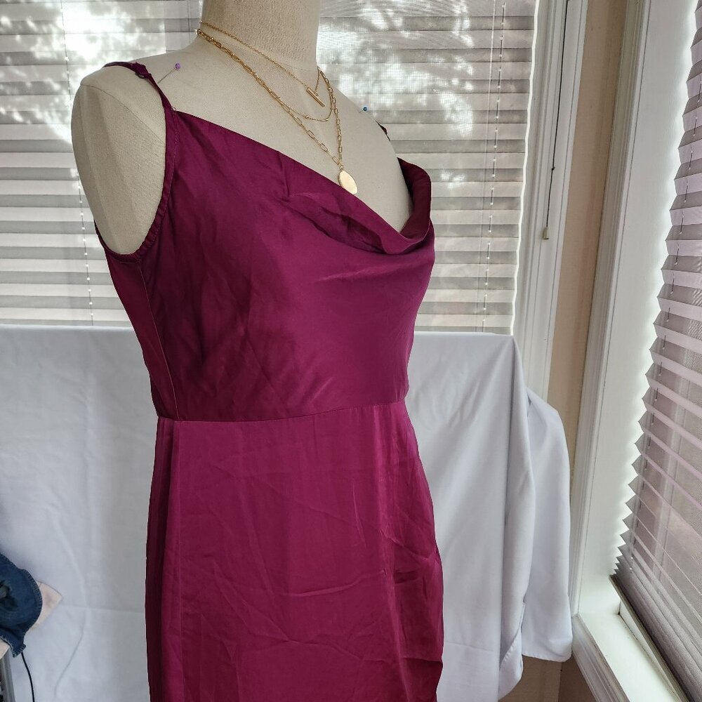 Hutch Anthropologie BHLDN 6 Cowl Neck Slit Satin Maxi Dress Cocktail Purple - Picture 5 of 7